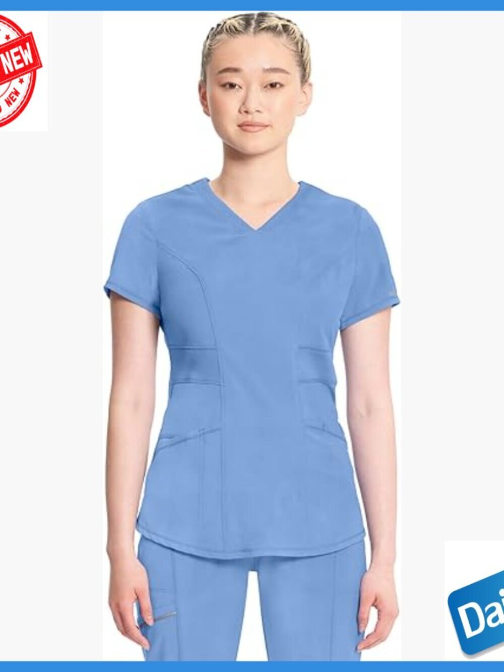 V-Neck Scrub Top 4-Way Stretch Medical Uniform Sizes XXS-5XL
